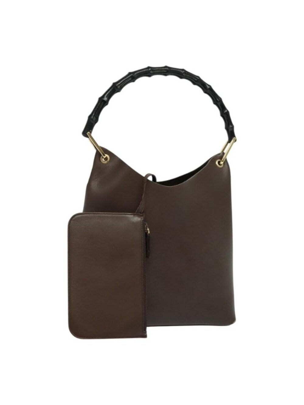 Authentic GUCCI Bamboo Shoulder Bag Leather Brown Gold 001 1553 1880